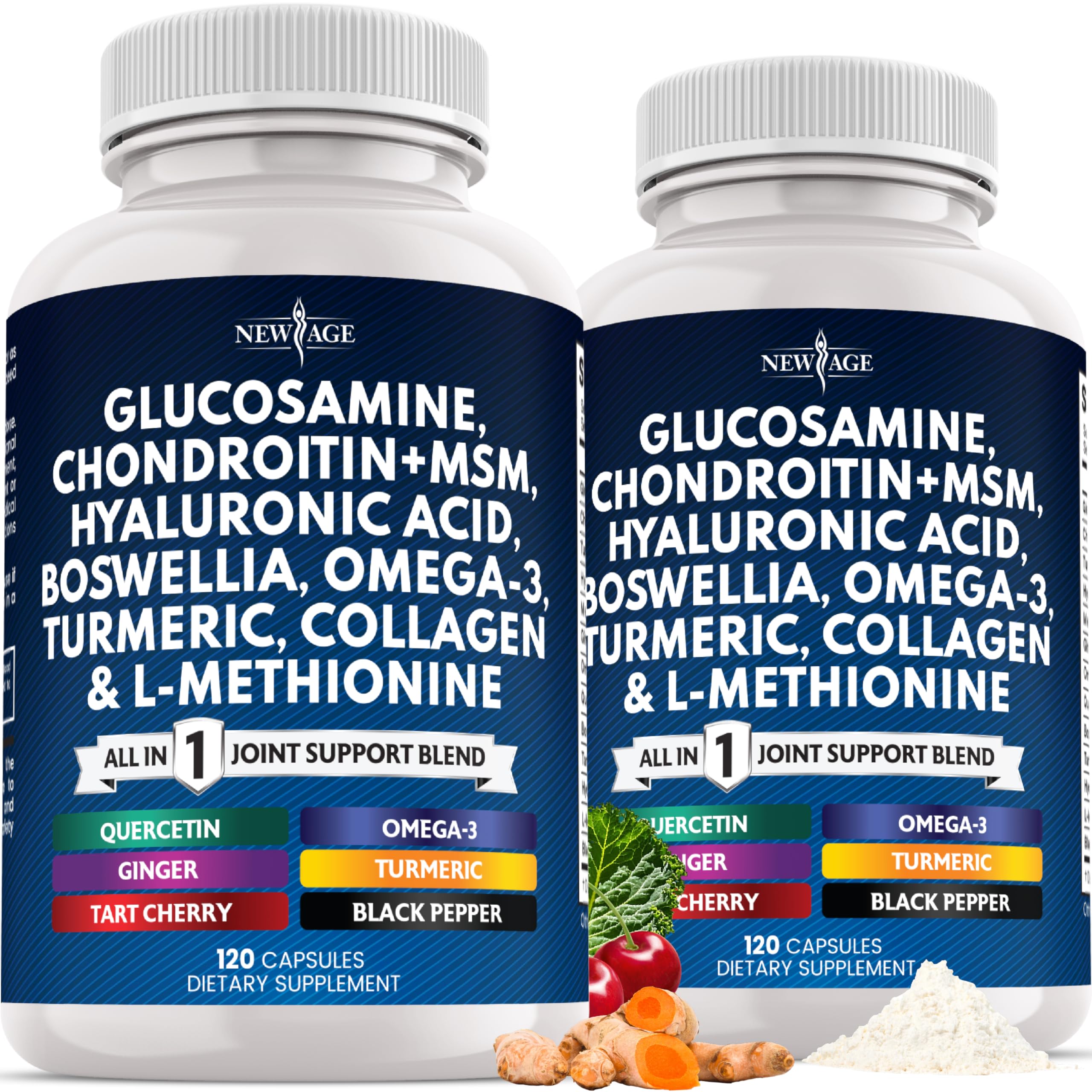 NEW AGE Glucosamine Chondroitin MSM bottle front view for daily joint support.