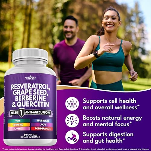 NEW AGE grape seed extract capsules close-up highlighting antioxidant blend