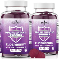 NEW AGE Immune Gummies bottle front with berry flavor for daily wellness