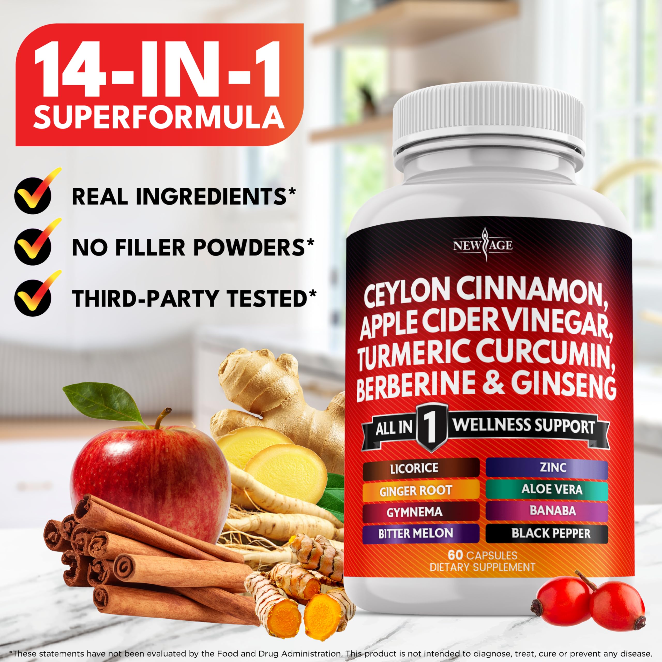 NEW AGE ingredients label and nutrition panel highlights quality sourcing