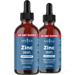 NEW AGE Liquid Zinc Drops bottle front with clean label for daily immune support.