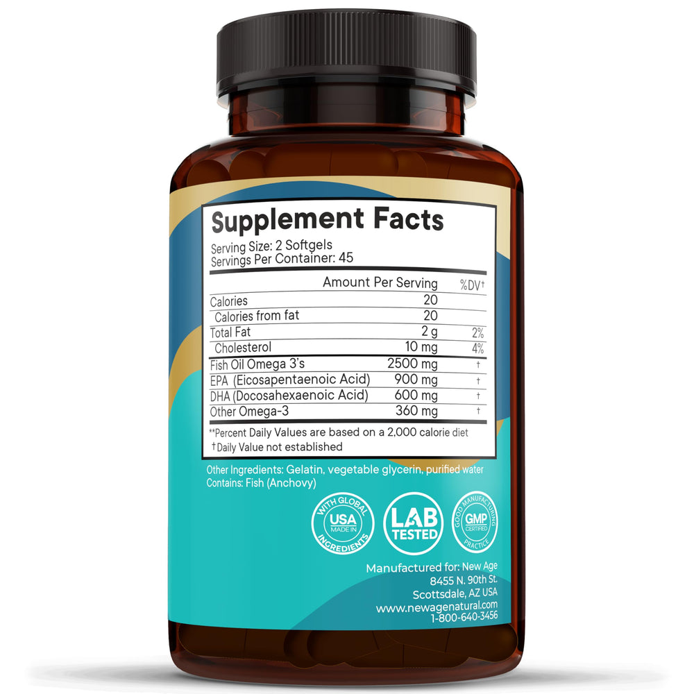 New Age Omega 3 daily dose bottle for routine use
