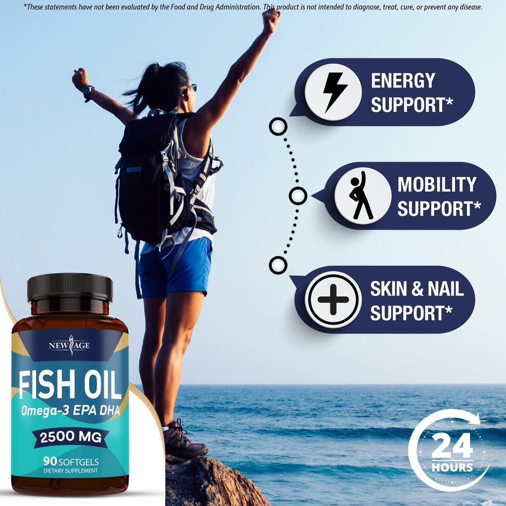 New Age Omega 3 label shows EPA and DHA amounts for clarity