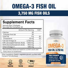 NEW AGE Omega-3 details show 1350 mg EPA and 900 mg DHA per serving.