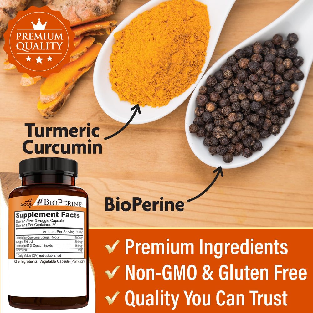 NEW AGE Turmeric Curcumin Capsules glass bottle on counter conveys everyday wellness