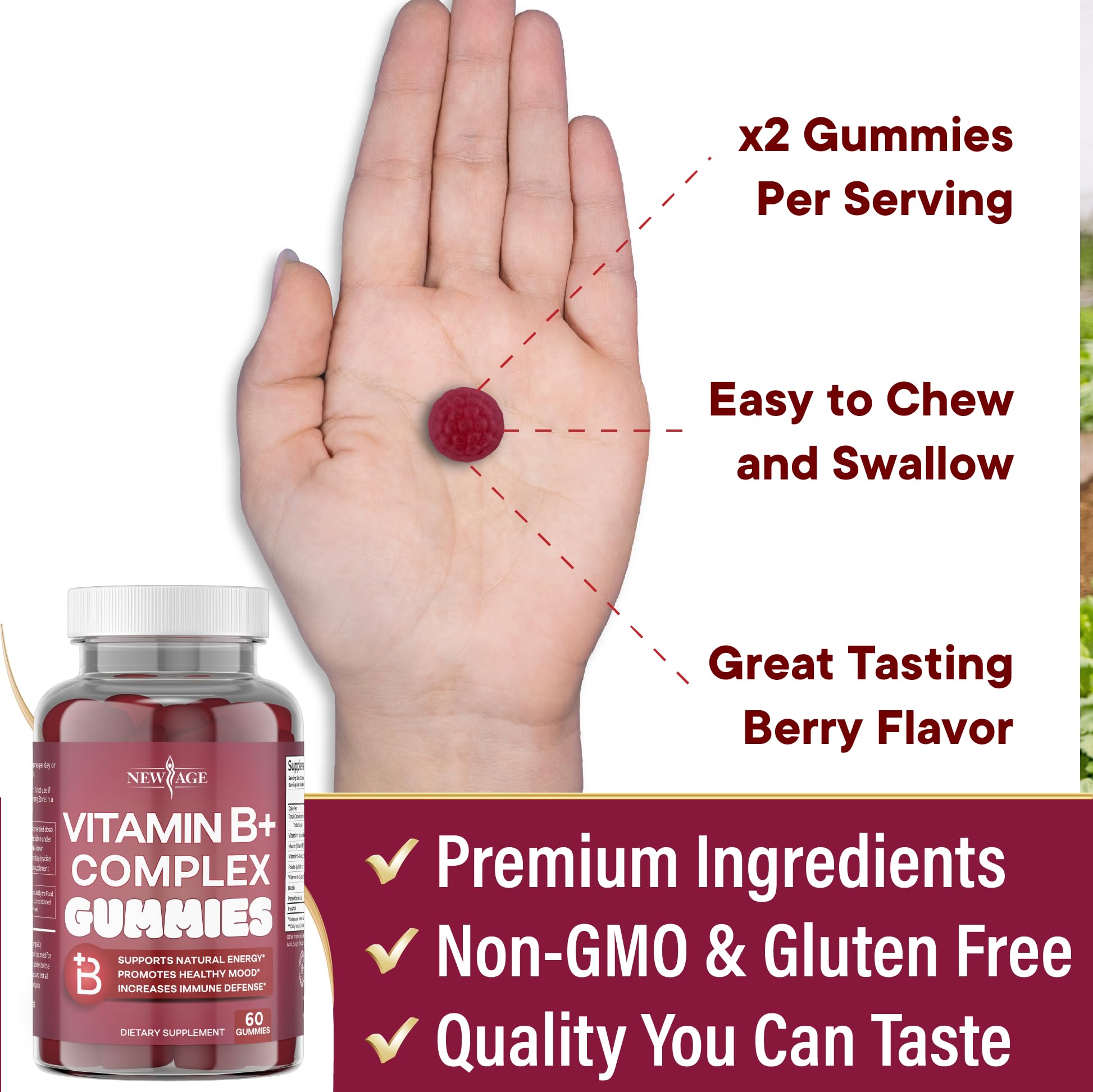 NEW AGE Vitamin B Complex Gummies lab certification signals purity and quality assurance