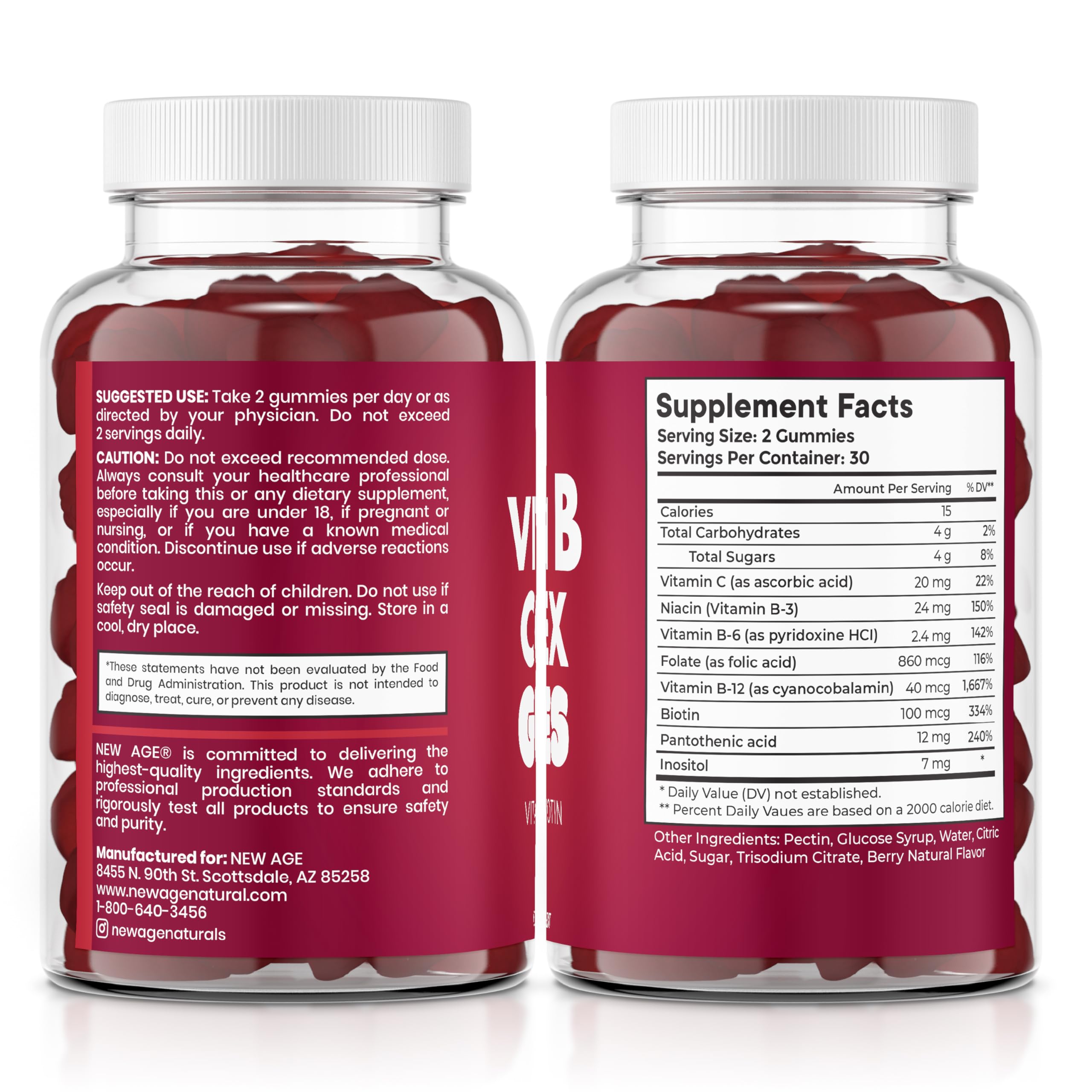 NEW AGE Vitamin B Complex Gummies made in USA stamp signifies domestic production