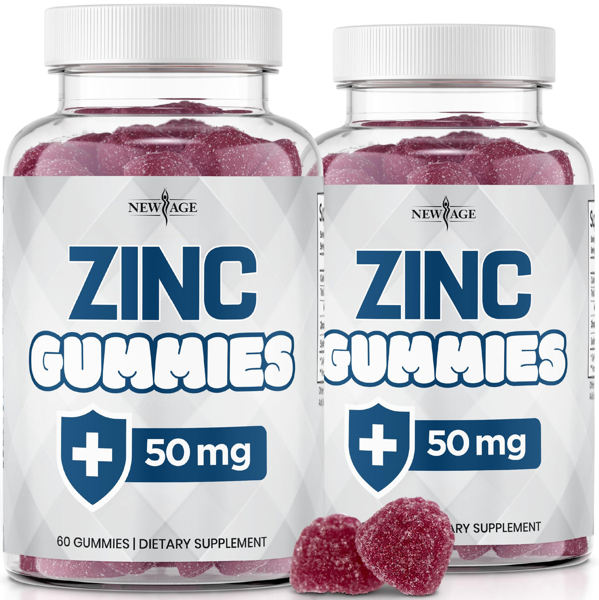 NEW AGE Zinc Gummies 2-pack box front, convenient daily wellness option.