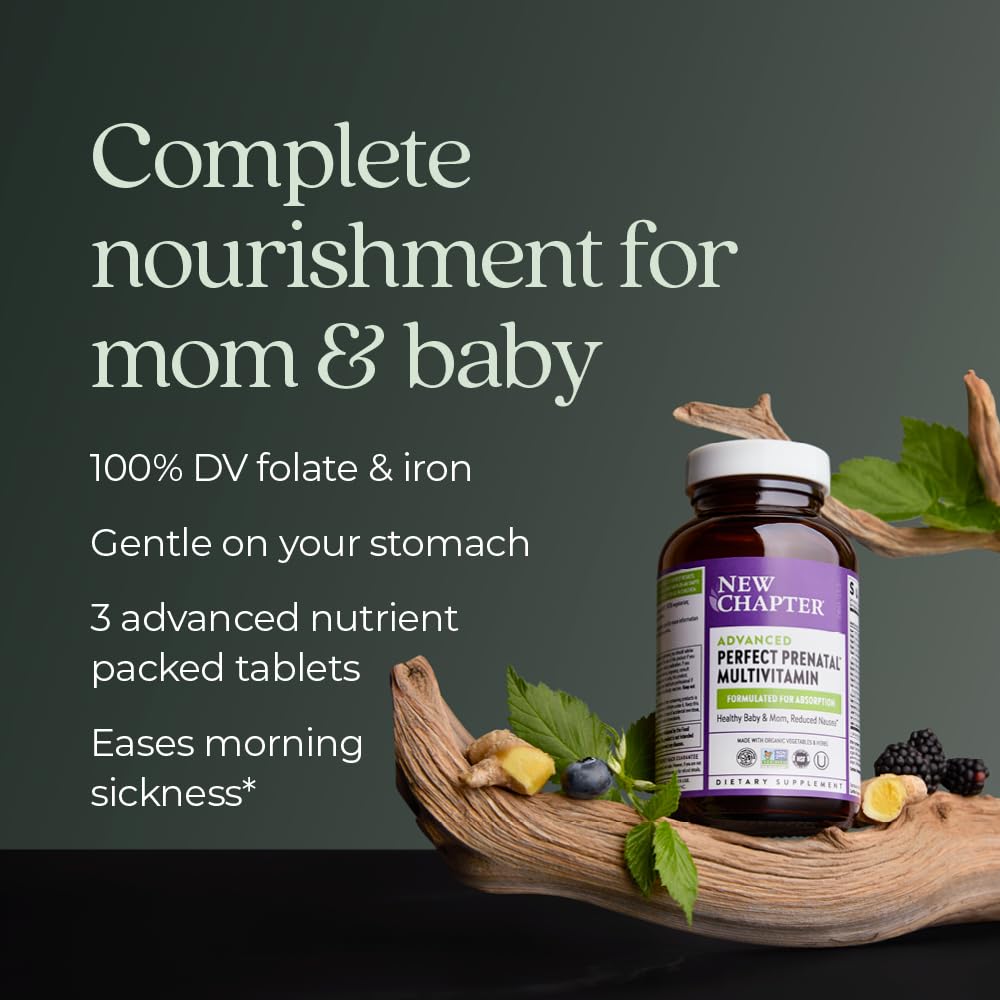 New Chapter Advanced Perfect Prenatal fermented iron closeup highlighting gentle iron delivery