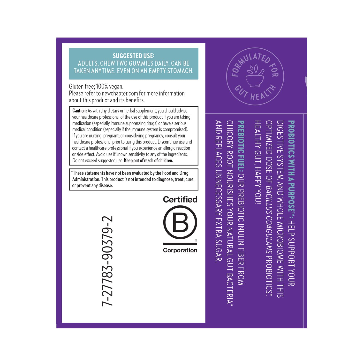 New Chapter All-Flora gluten-free and allergen-free badge indicates a safe daily option.