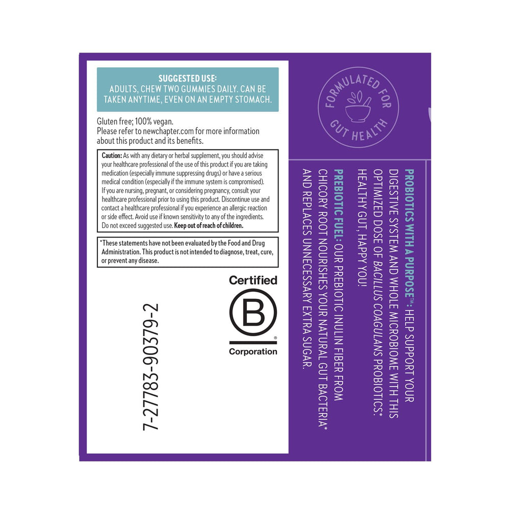 New Chapter All-Flora gluten-free and allergen-free badge indicates a safe daily option.
