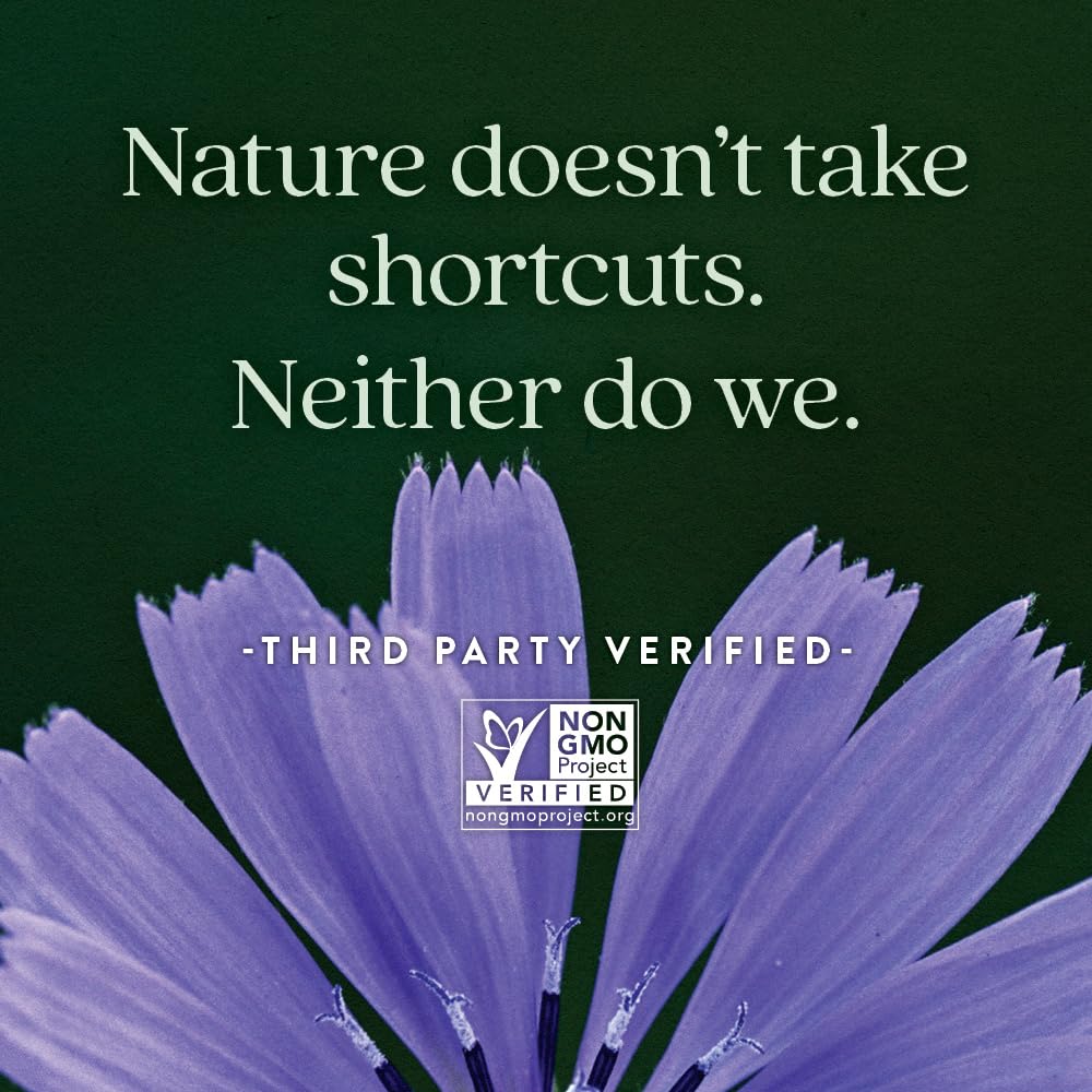 New Chapter All-Flora vegan non-GMO badge signals clean ingredients for mindful eating.