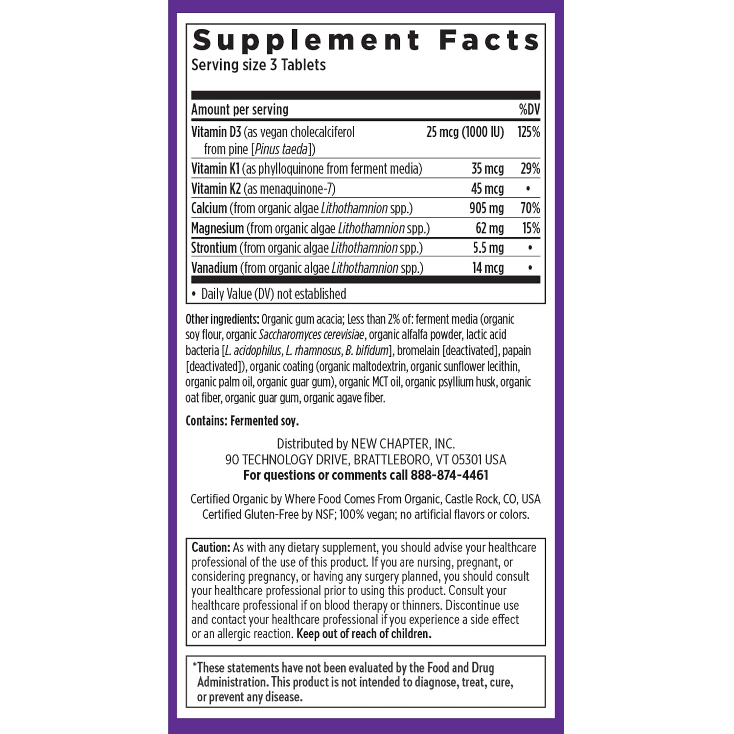 New Chapter calcium supplement D3-K2 visual emphasizes vitamin pairing for bone support.