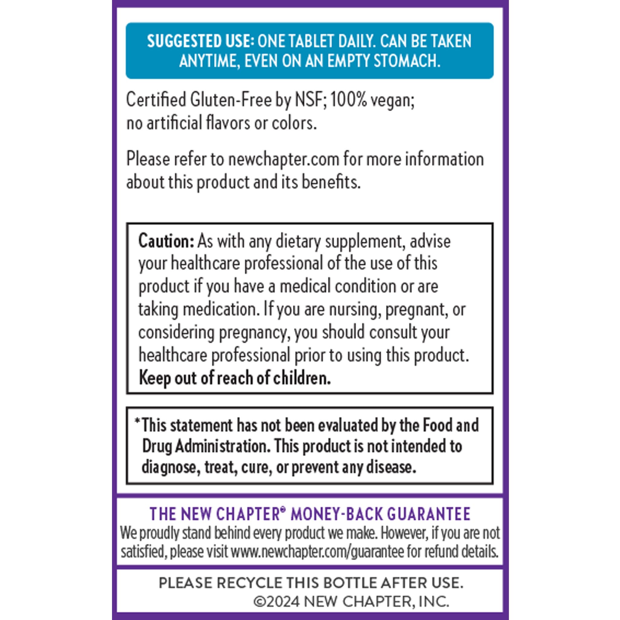 New Chapter one daily tablet image suggests simple routine