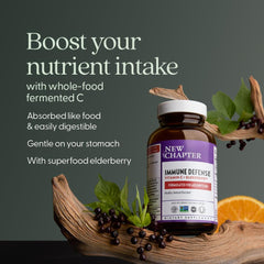 New Chapter Elderberry Immune Defense bottle with berry-rich elderberry imagery