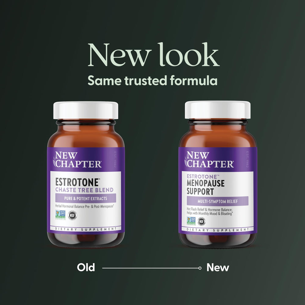 New Chapter Estrotone capsules ready for daily perimenopause use.