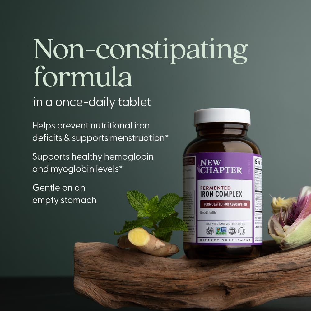 New Chapter Iron with organic vegetables and herbs showcases whole-food nutrition