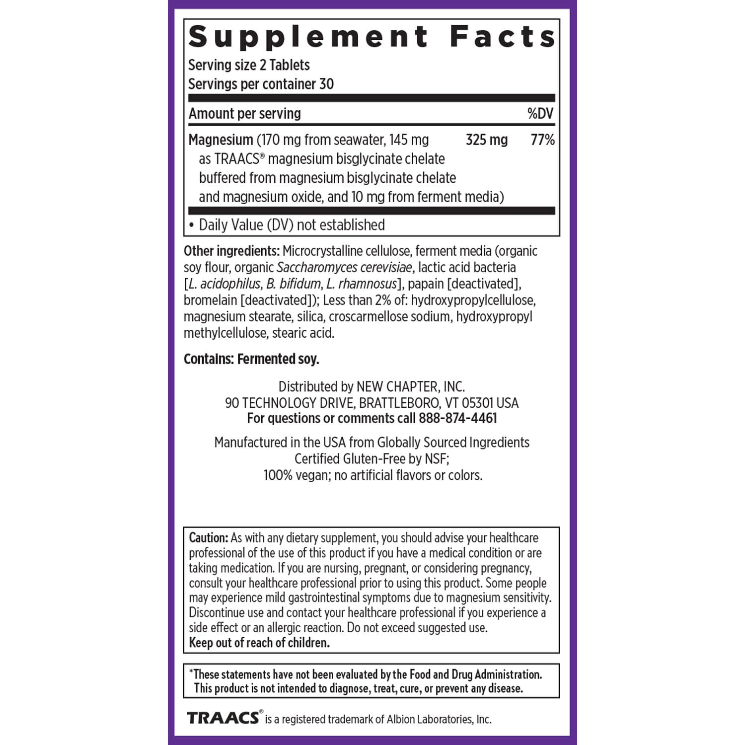 New Chapter Magnesium Complex ingredient sources emphasize sea-sourced and fermented magnesium