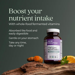 New Chapter Men’s Multivitamin 40+ daily use concept with one-per-day bottle