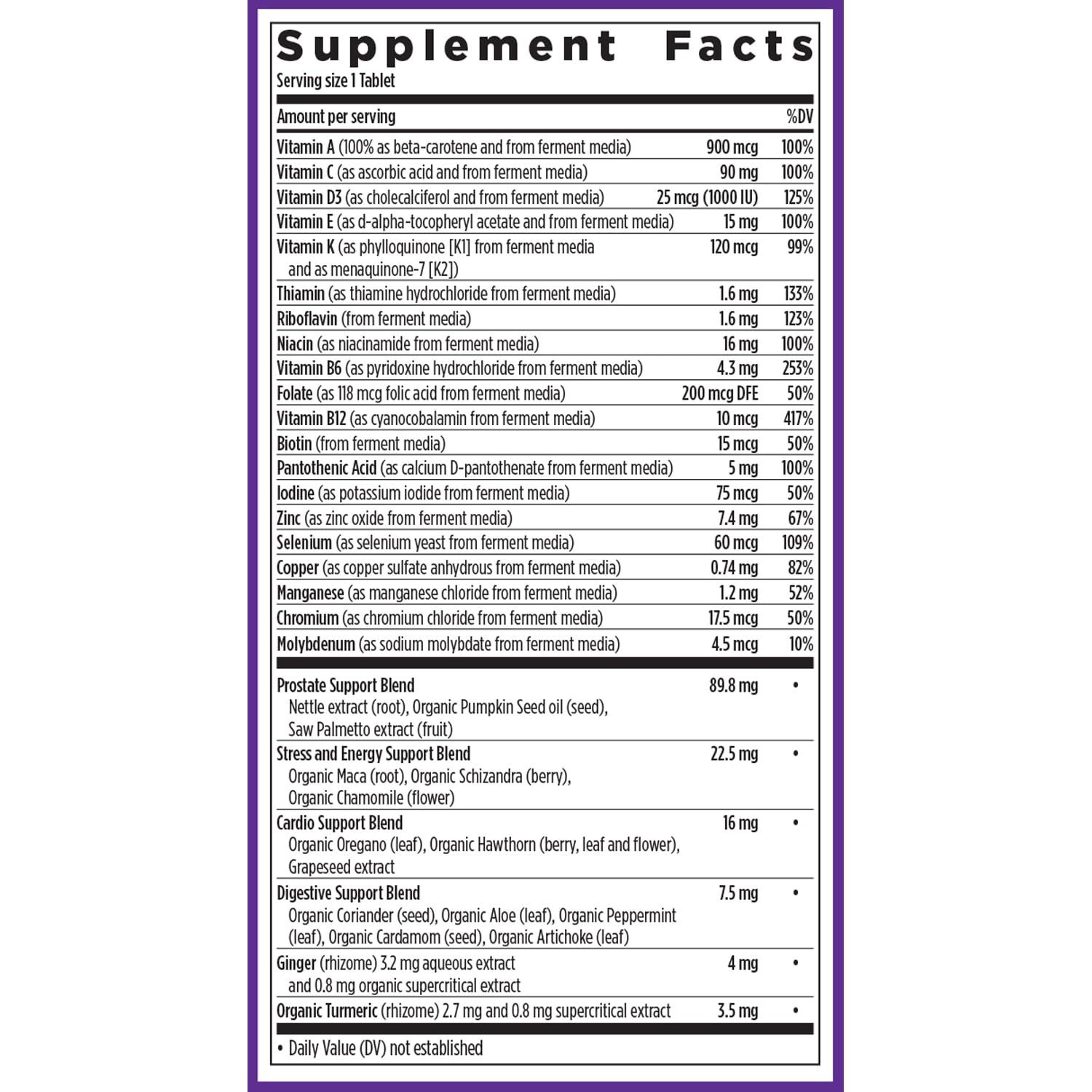 New Chapter Men’s Multivitamin 40+ prostate and cardio support blends