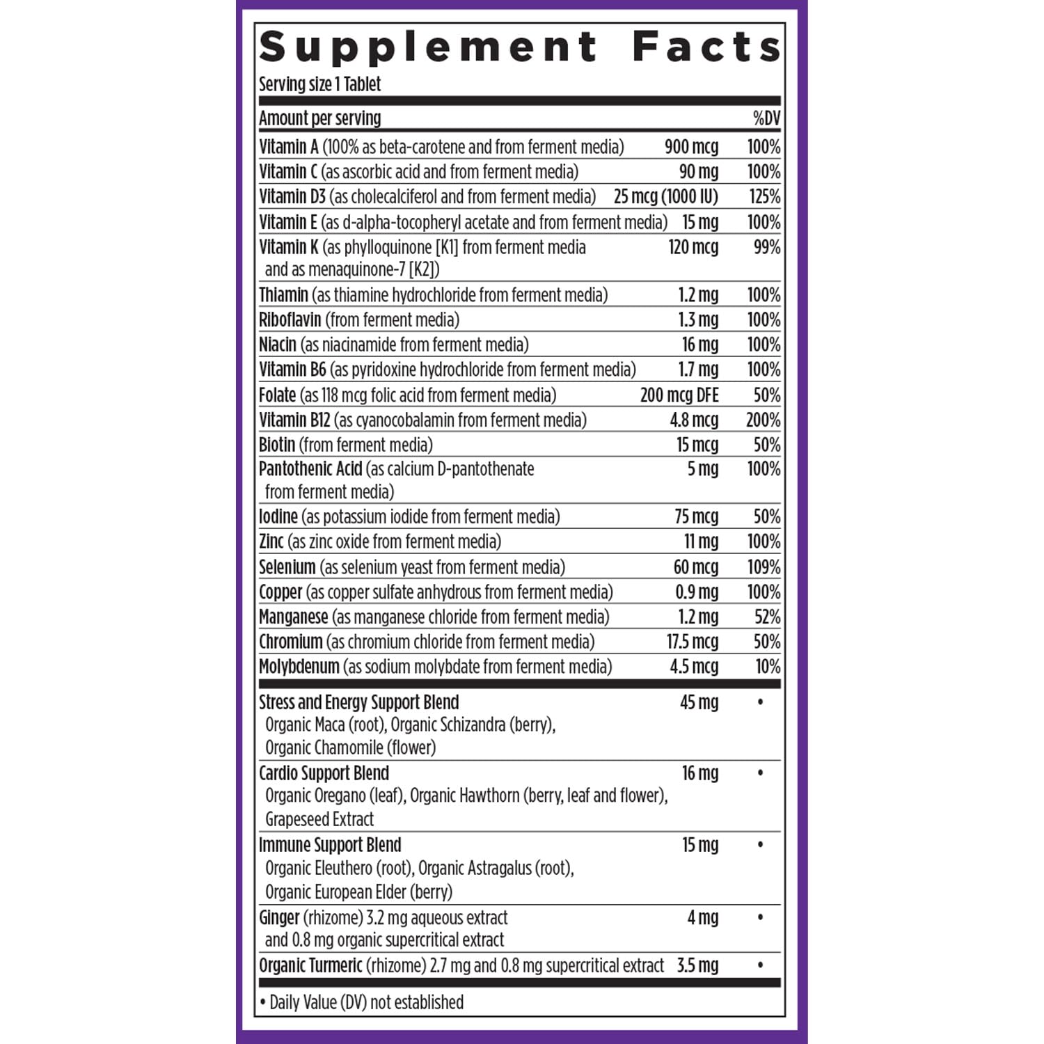 New Chapter Men’s Multivitamin label with zinc and vitamin C for immunity.