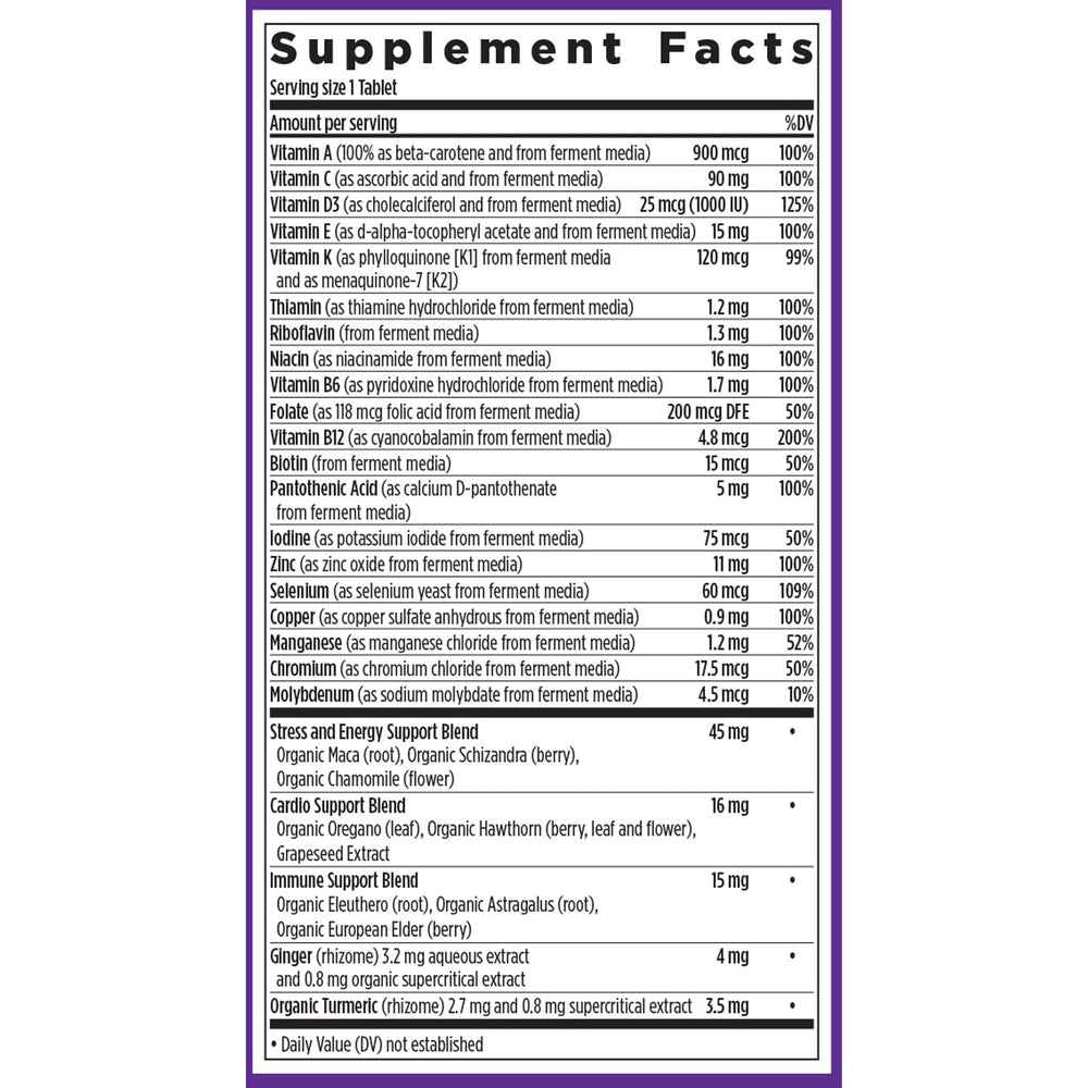 New Chapter Men’s Multivitamin label with zinc and vitamin C for immunity.