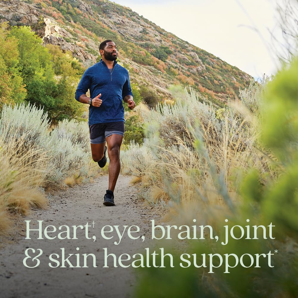 New Chapter Omega-3 Complex bottle back reveals ingredients and purity features.