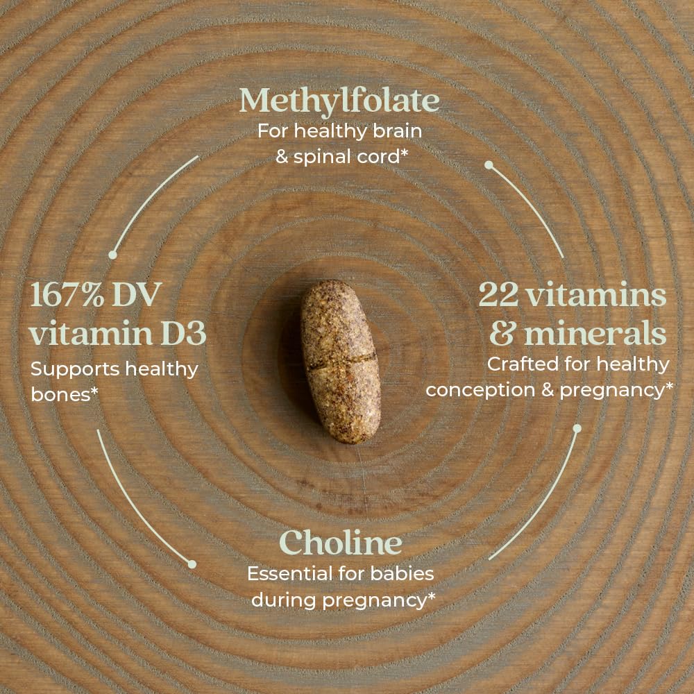 New Chapter Prenatal bottle label showing fermented nutrients; may aid gentle absorption.