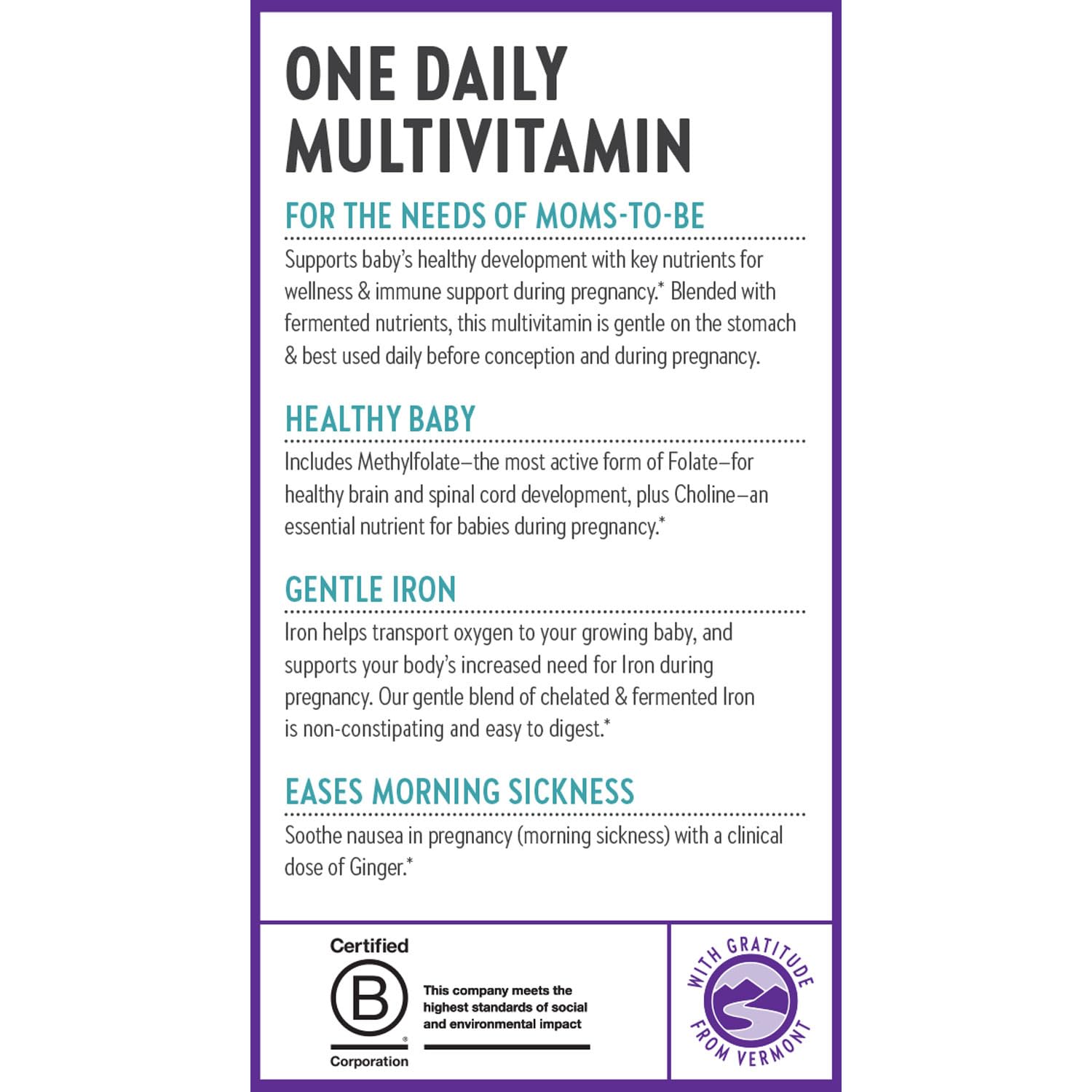 New Chapter prenatal capsule swirl; simple one-daily format.
