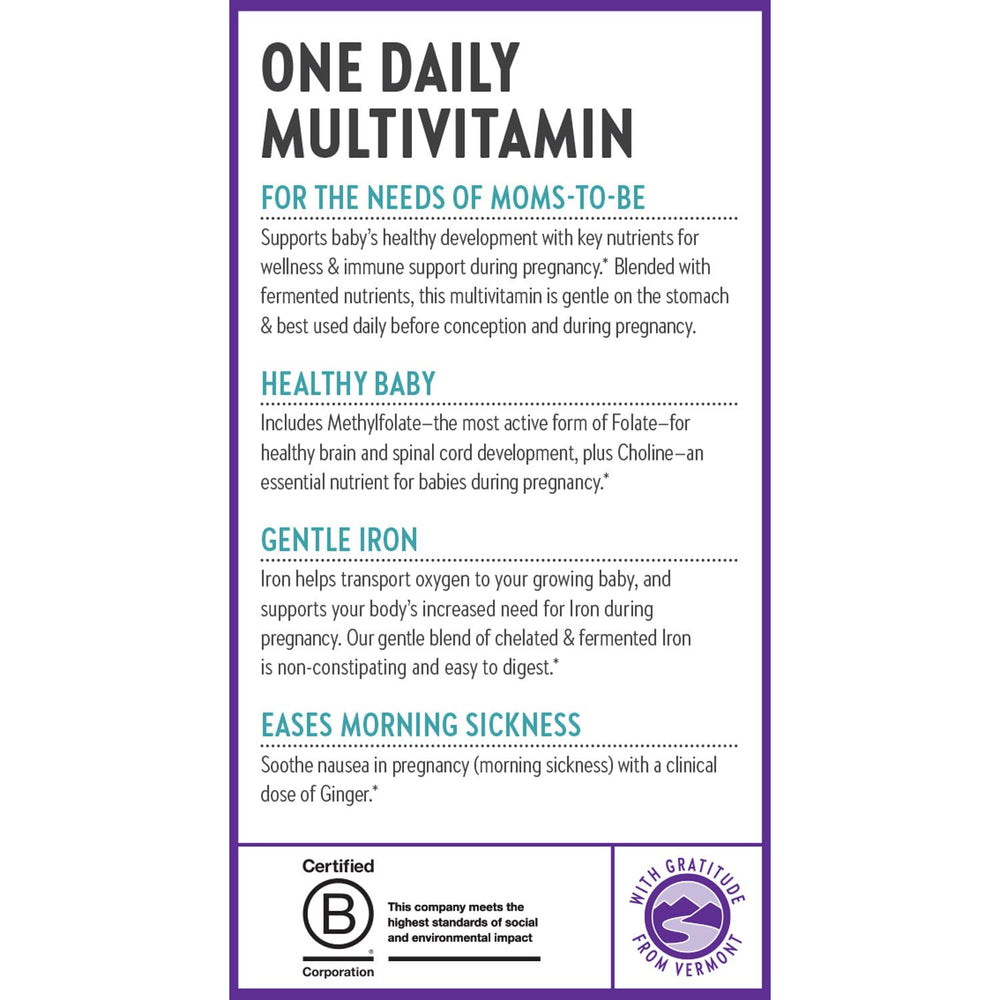 New Chapter prenatal capsule swirl; simple one-daily format.