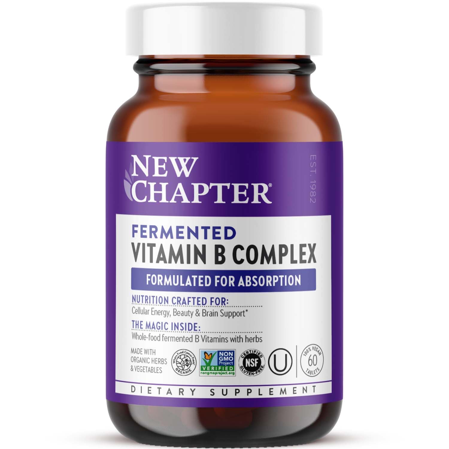 New Chapter Vitamin B Complex bottle pour supports daily energy