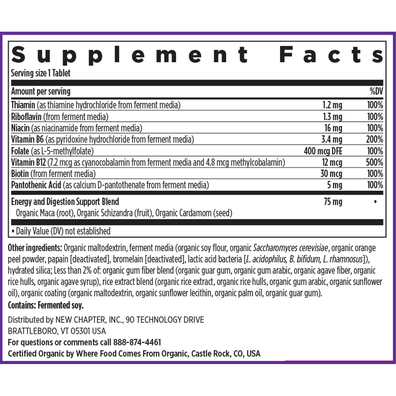 New Chapter fermented B vitamins in the formula