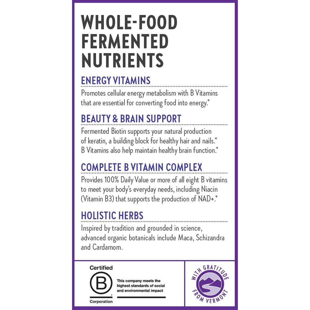 New Chapter Vitamin B Complex methylfolate content highlighted on bottle