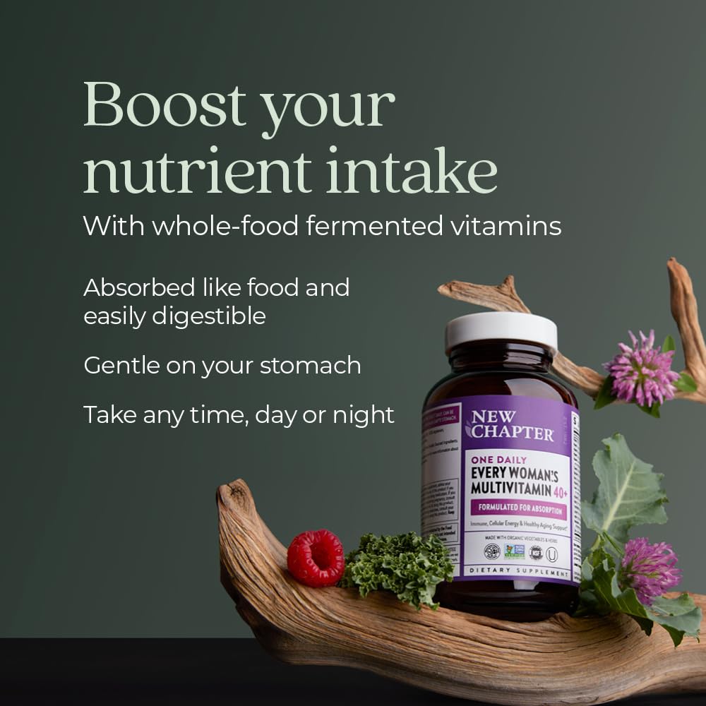 New Chapter Women's Multivitamin 40+ absorption-optimised formula supports daily energy.
