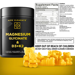 New Elements Calm Magnesium Gummies nutrition panel shown for informed daily supplementation.