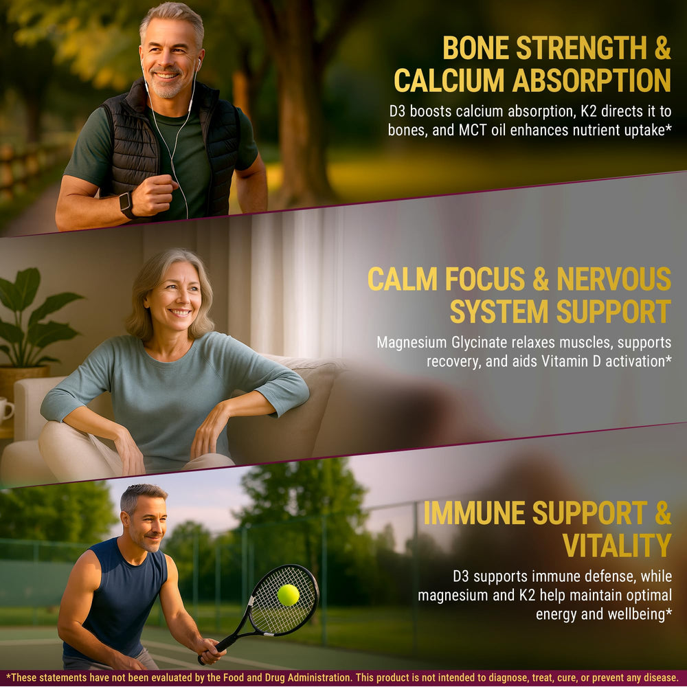 New Elements D3K2Mg supplement for daily wellness and mood support