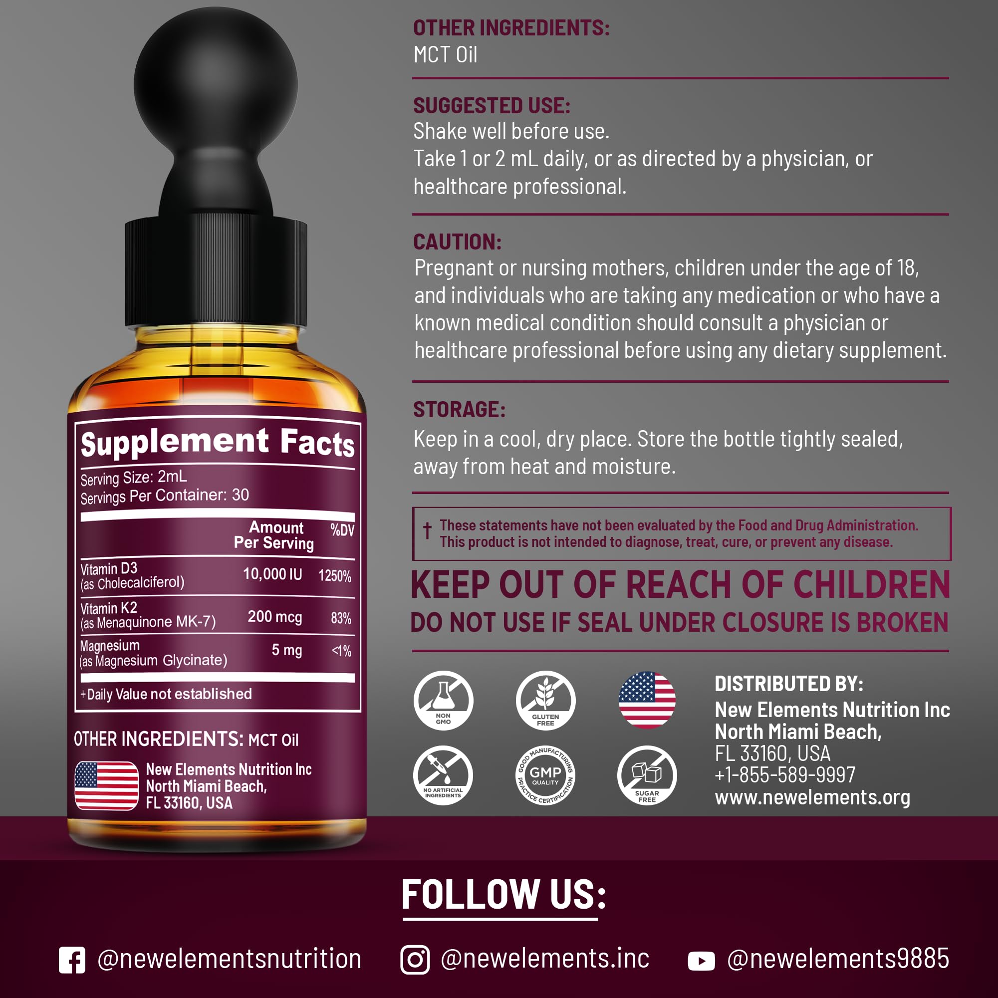 New Elements bottle highlights gluten-free and non-GMO features