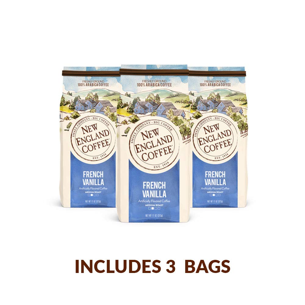 New England Coffee French Vanilla rich aroma and smooth finish in cup
