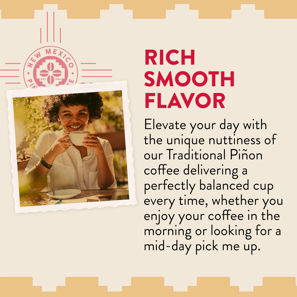 New Mexico Pinon Coffee 2lb bag keeps your pantry stocked for daily brews.