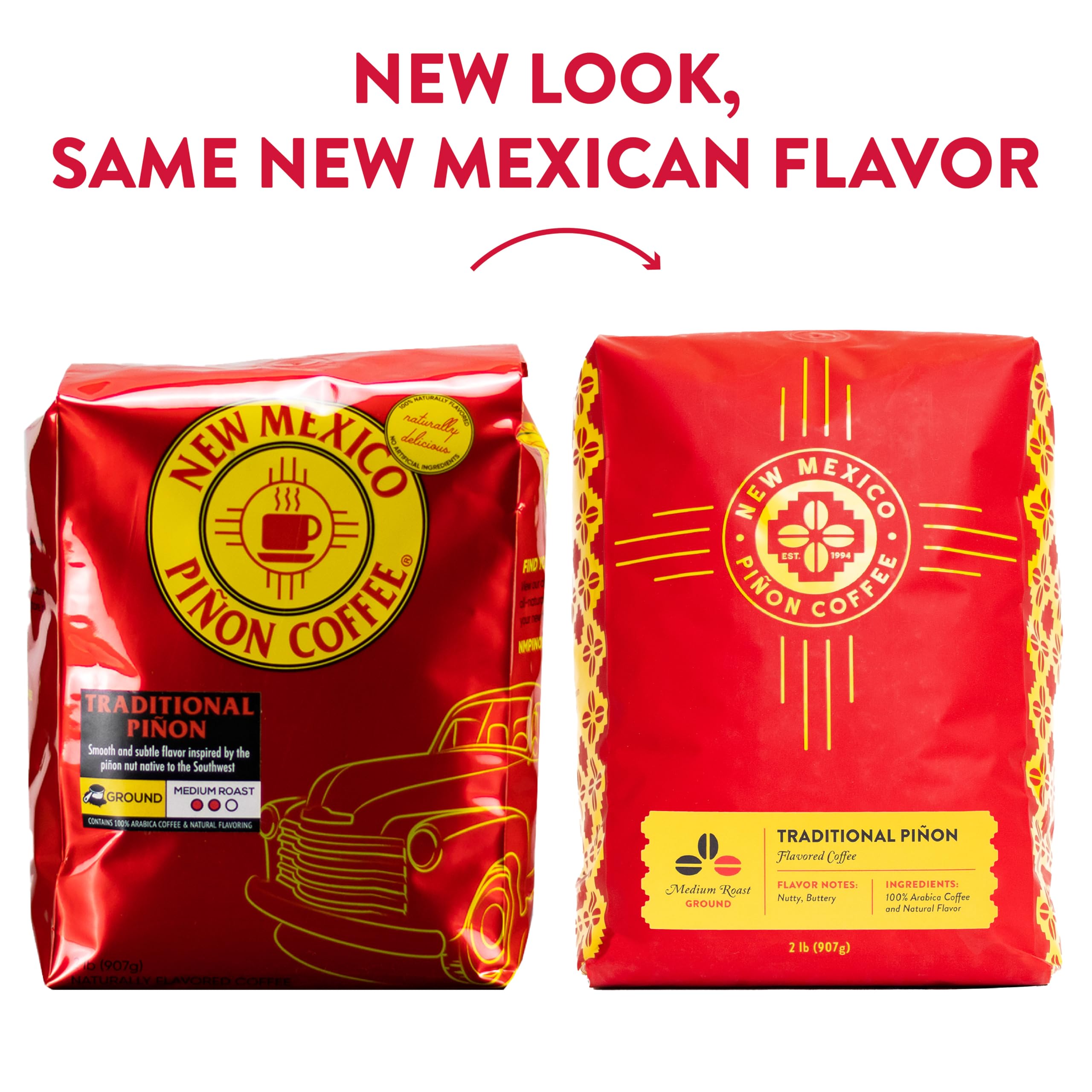 New Mexico Piñon Coffee all-natural flavoring label highlights allergen-free flavor