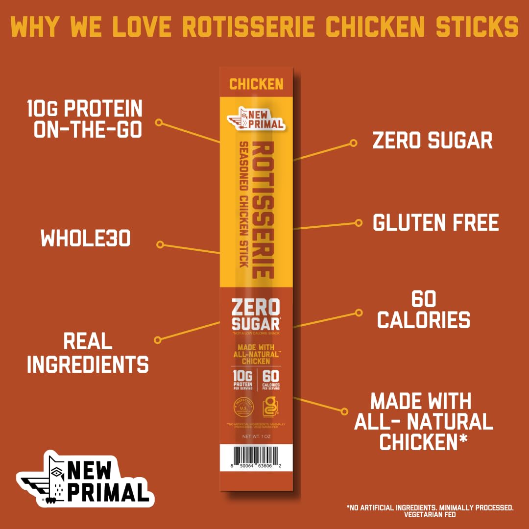 New Primal rotisserie chicken sticks on the go snack option