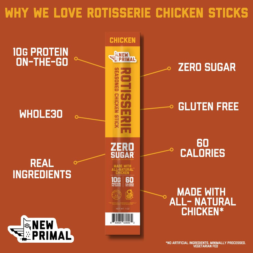 New Primal rotisserie chicken sticks on the go snack option