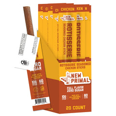 New Primal rotisserie chicken sticks package ready for on the go snacking