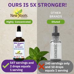 New Roots Herbal Wild Oregano Oil Drops close-up bottle detail