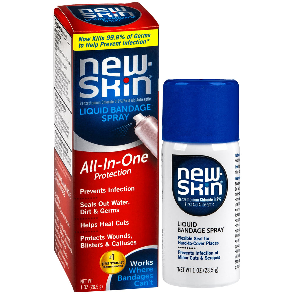 New-Skin Liquid Bandage Spray bottle ready for quick wound care.