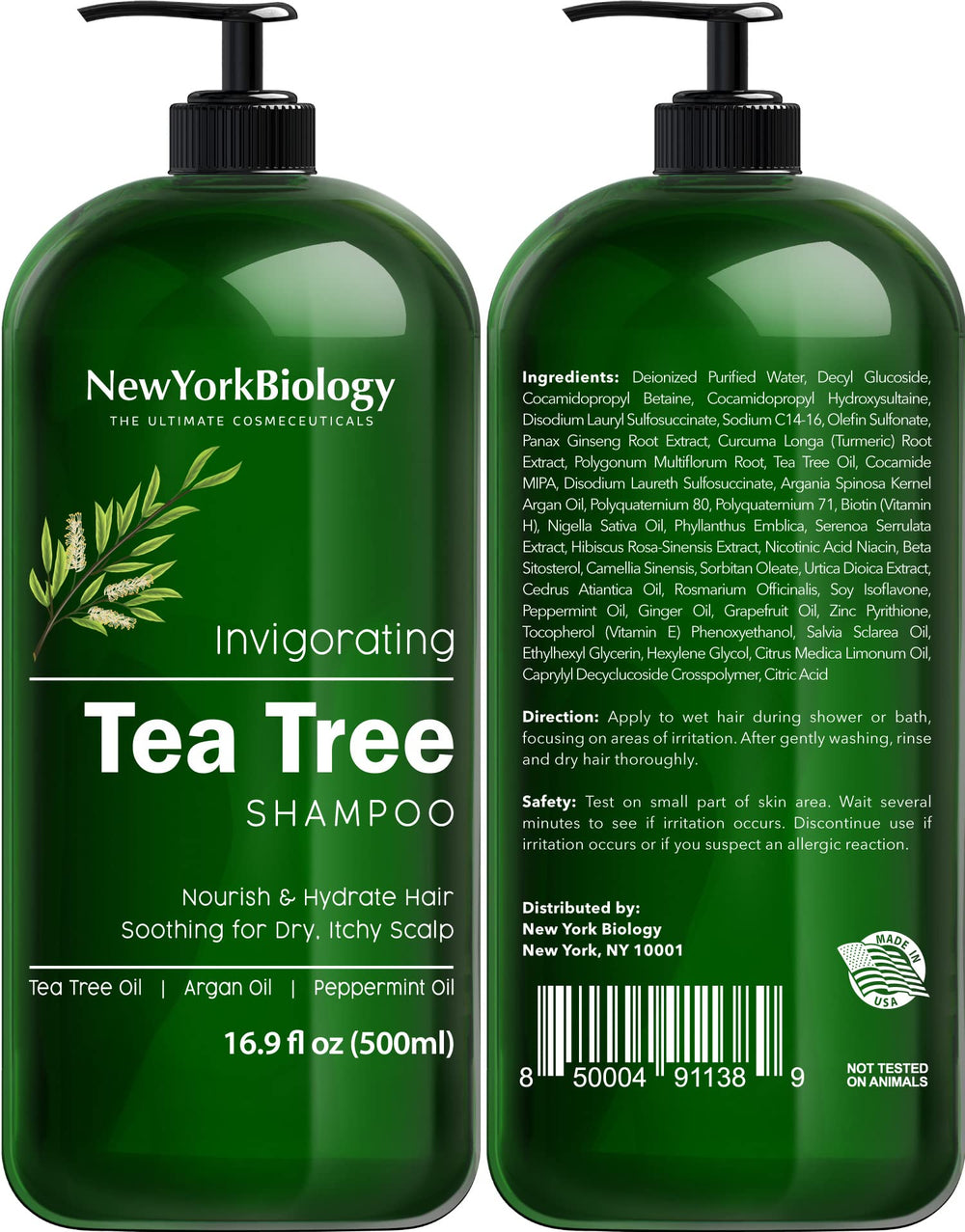 New York Biology Tea Tree Conditioner bottle for hydration and scalp comfort