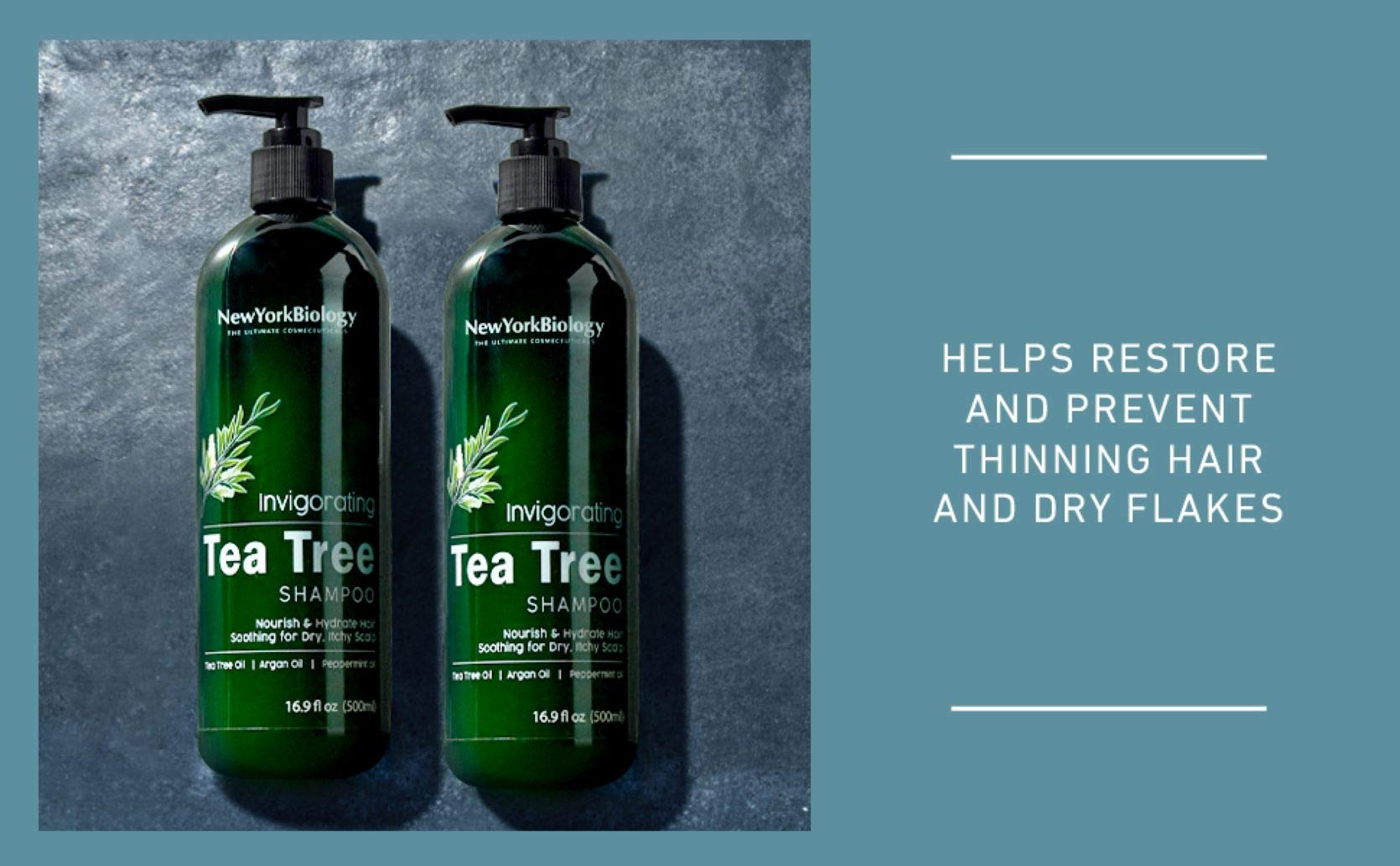 New York Biology Tea Tree Shampoo hair growth focus suggests thicker appearance.
