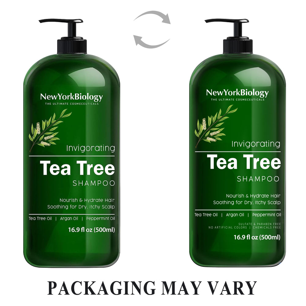 New York Biology Tea Tree Shampoo lather demonstrates cleansing foam for hair.