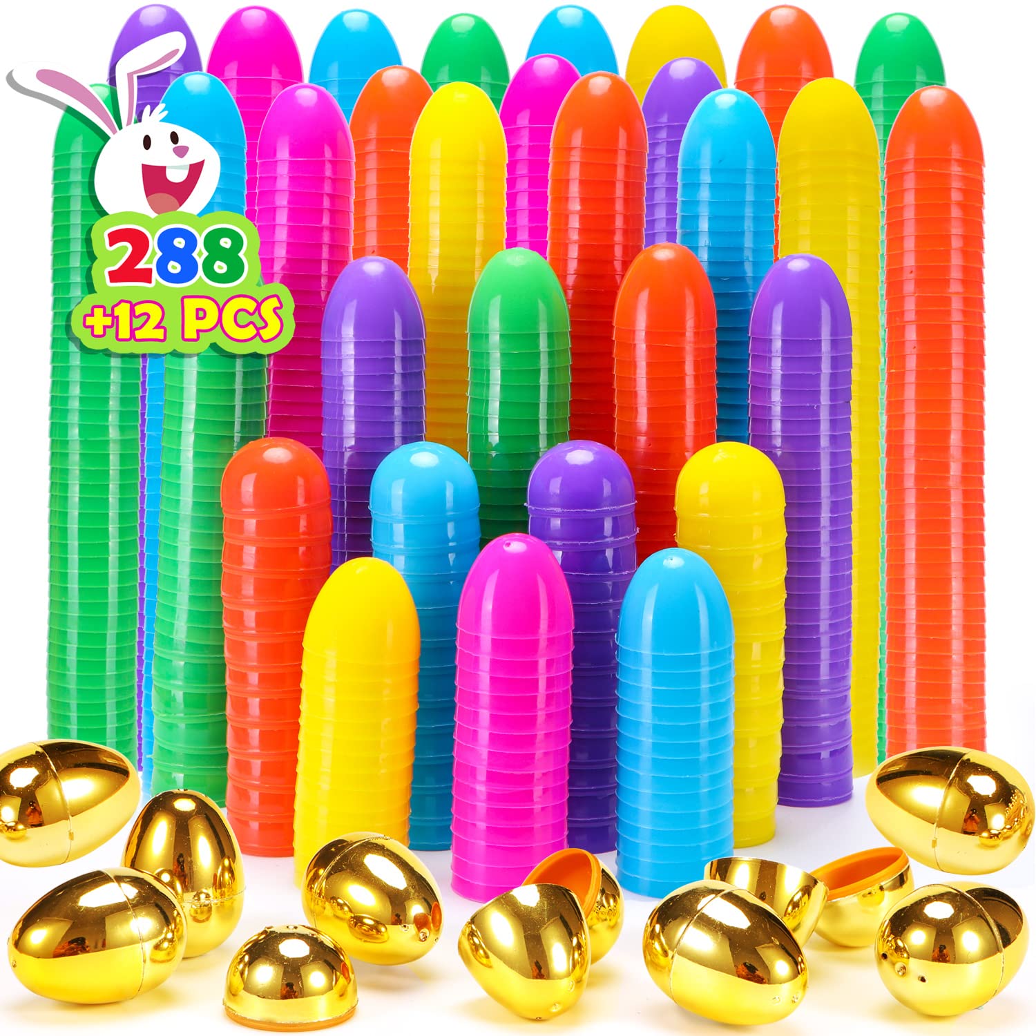 NEWBEA 288 Easter eggs in six colors for vibrant egg hunts.