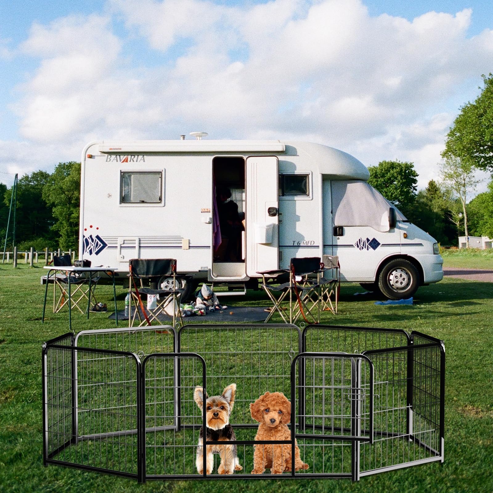 Newbulig playpen ideal for RV camping and travel setups.